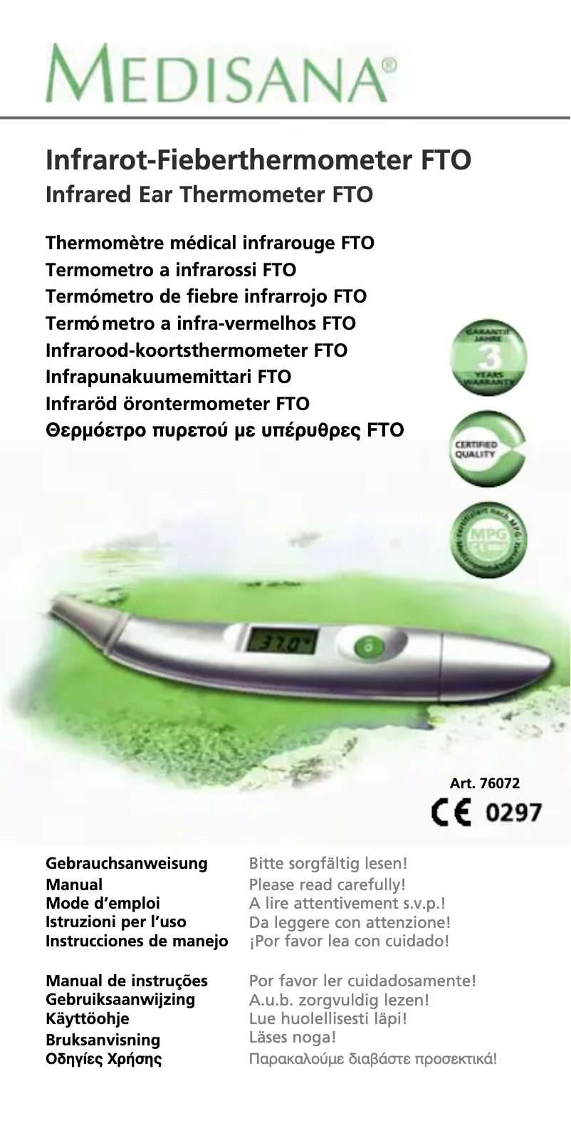 Page n°1 - Manuel utilisateur Medisana FTO 76072