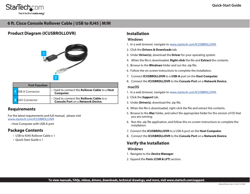 Page 1 de la notice Manuel utilisateur StarTech.com ICUSBROLLOVR