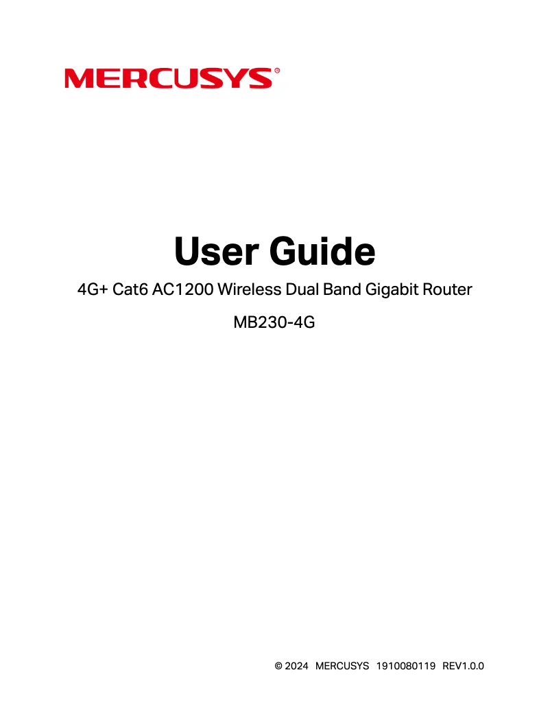 Page 1 de la notice Manuel utilisateur Mercusys MB230-4G