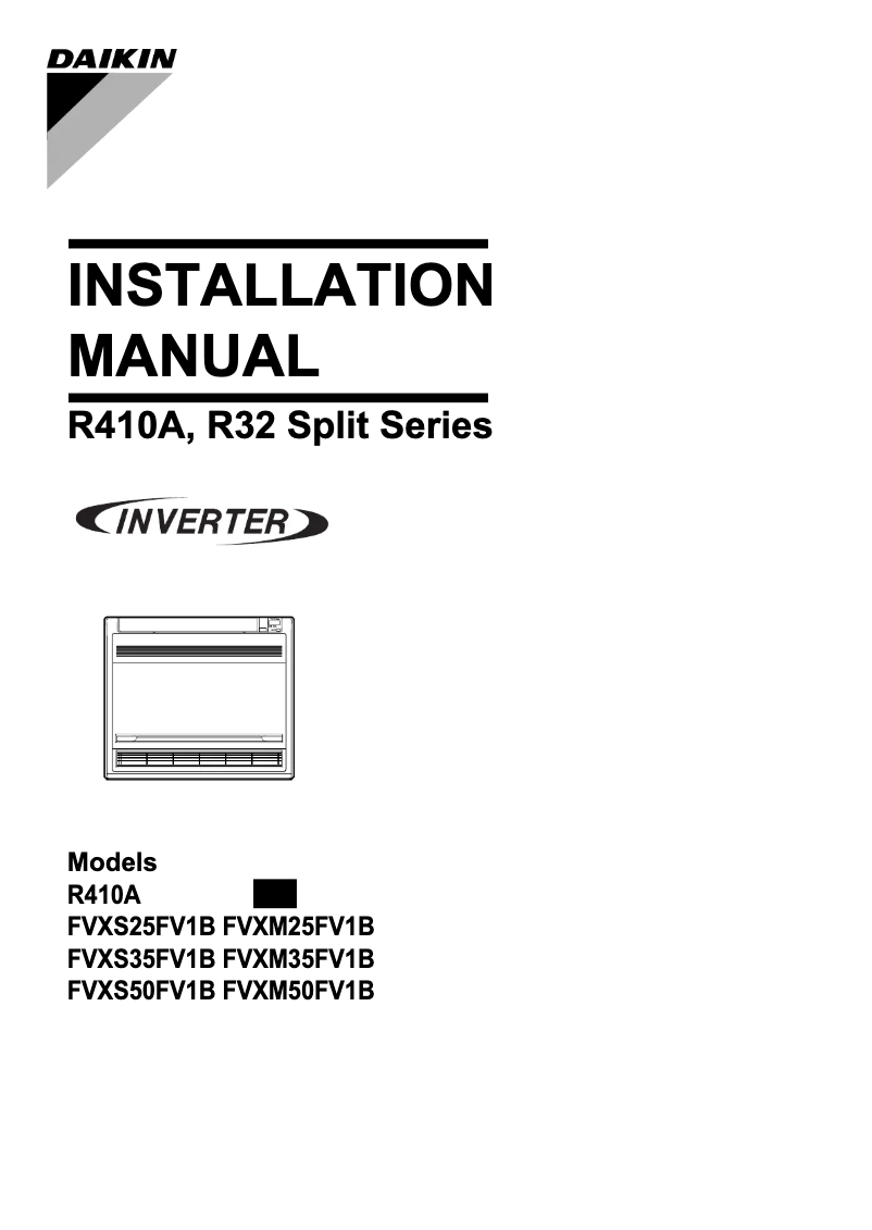 Page 1 de la notice Guide d'installation Daikin FVXS35FV1B