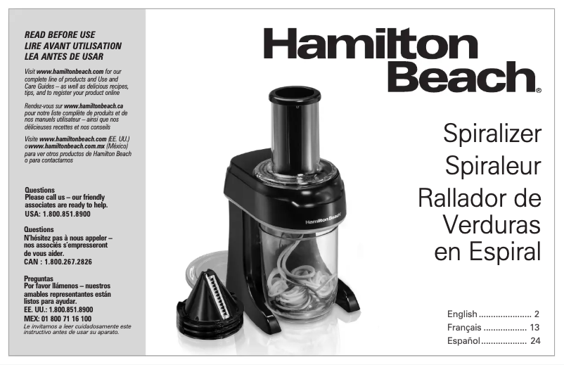 Page 1 de la notice Manuel utilisateur Hamilton Beach 70935