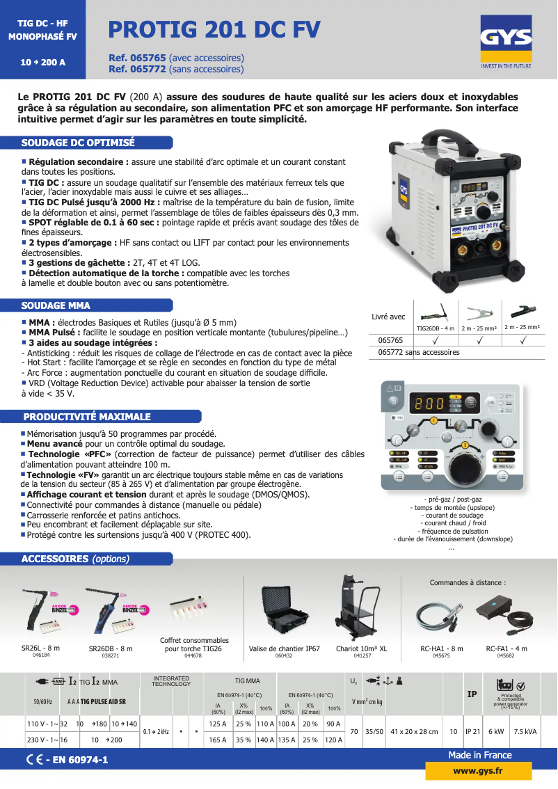 Image de la première page du manuel de l'appareil Protig 201 DC FV