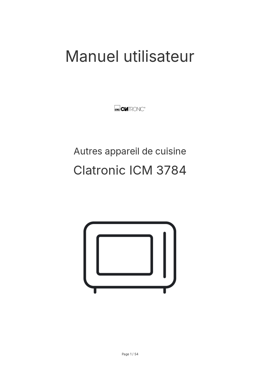 Image de la première page du manuel de l'appareil ICM 3784