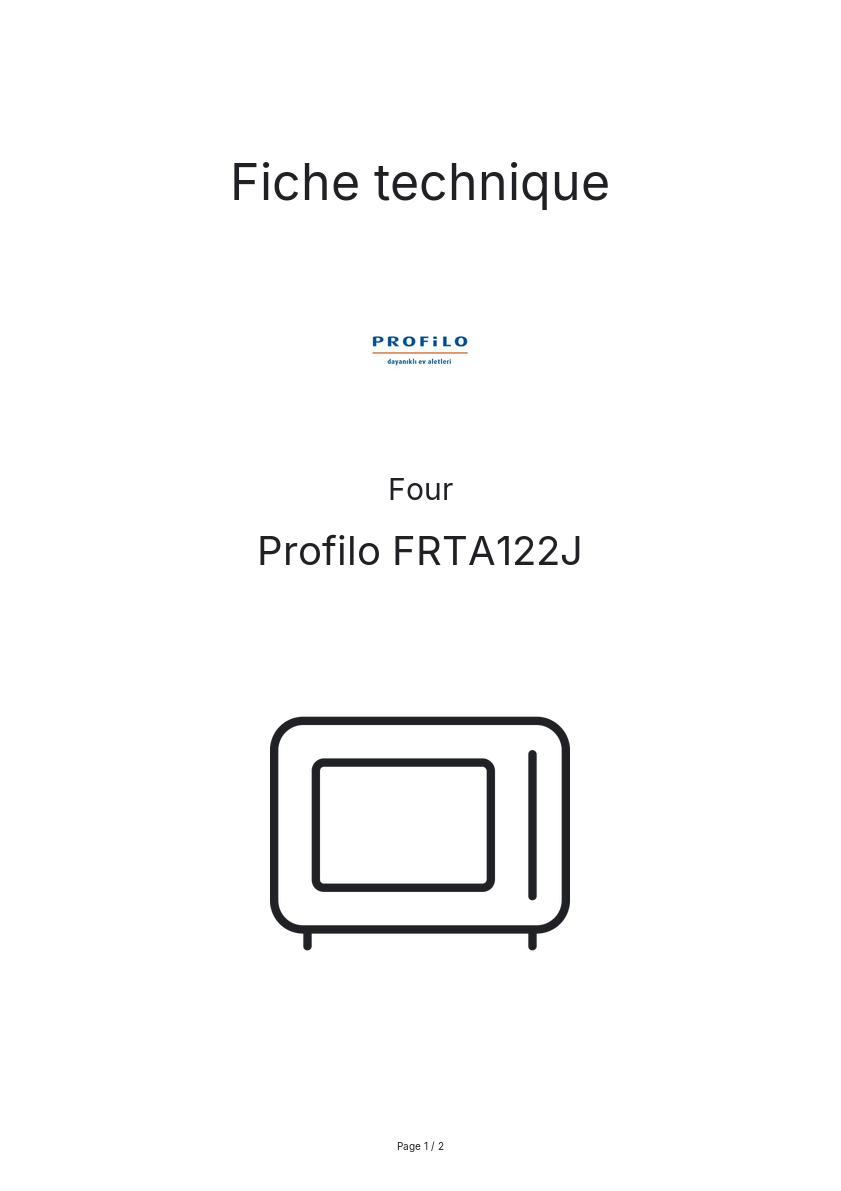 Page n°1 - Fiche technique Profilo FRTA122J