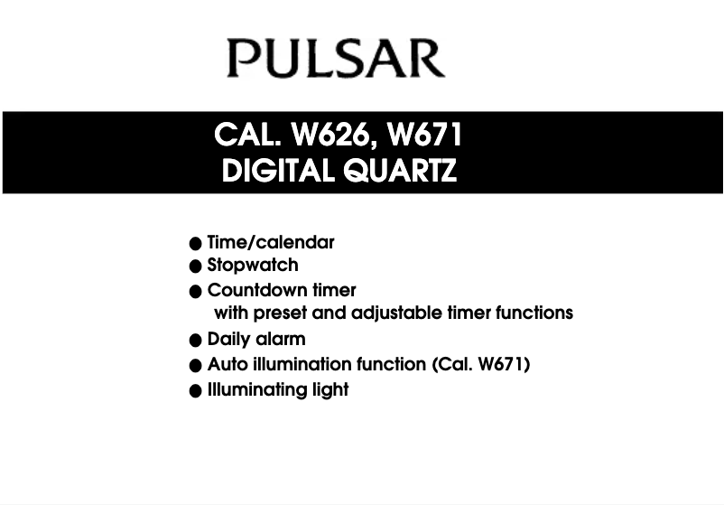 Page n°1 - Manuel utilisateur Pulsar W671