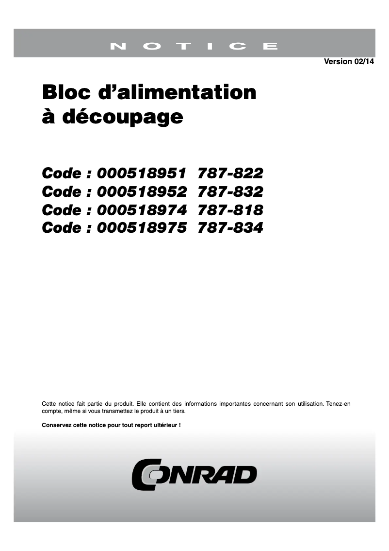 Page 1 de la notice Manuel utilisateur Wago 787-832