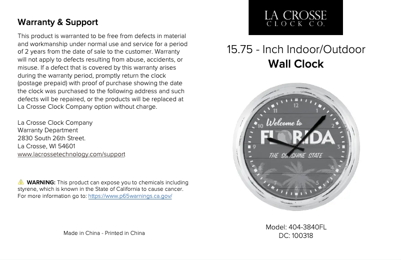 Page 1 de la notice Manuel utilisateur La Crosse Technology 404-3840MI