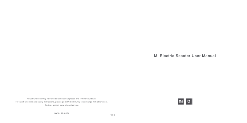 Page n°1 - Manuel utilisateur Xiaomi Mi M365