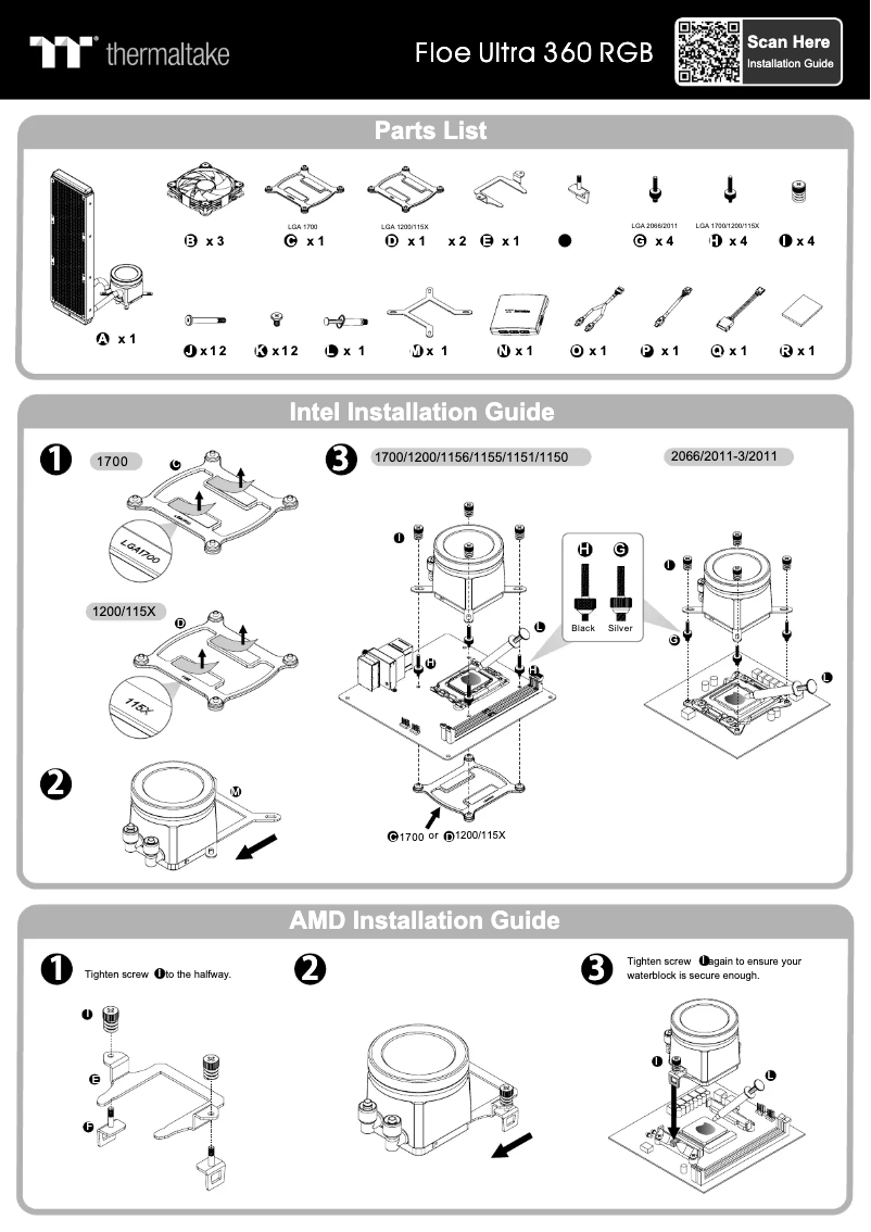 Page 1 de la notice Manuel utilisateur Thermaltake Floe Ultra 360 RGB