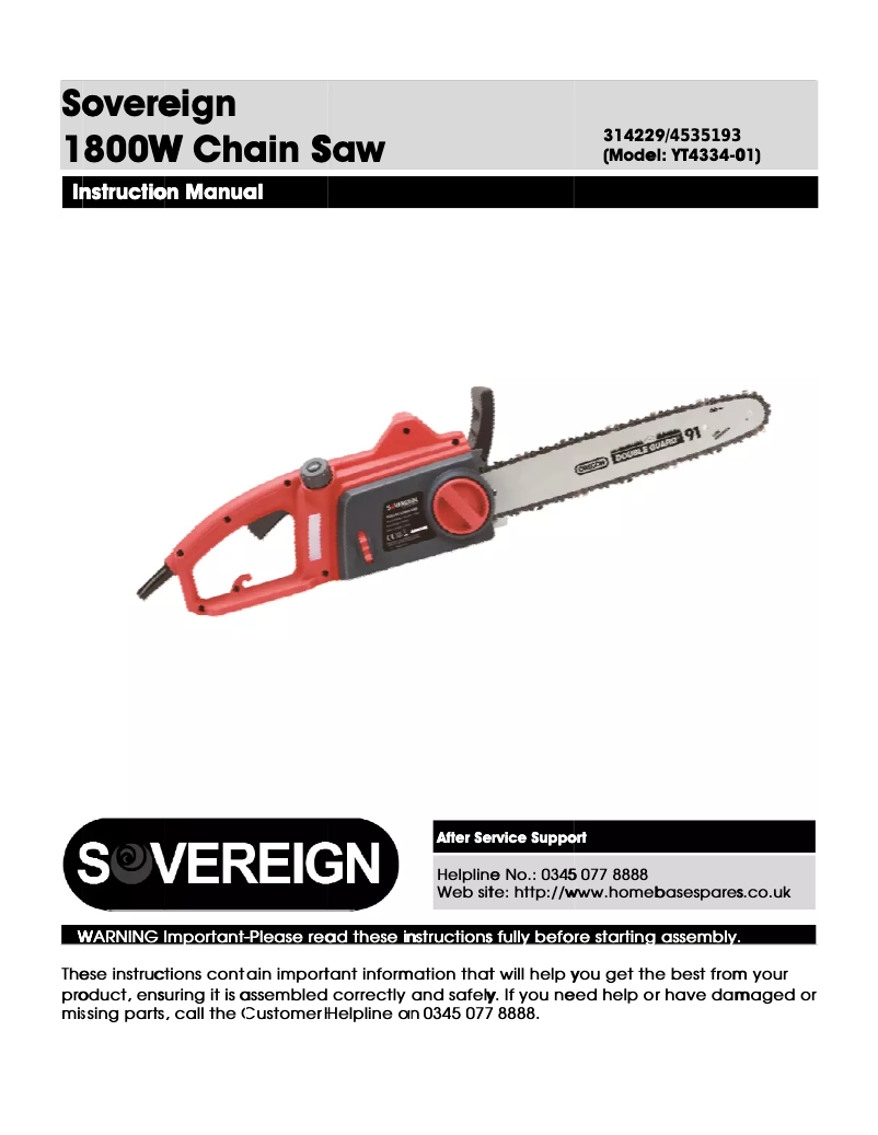 Image de la première page du manuel de l'appareil YT4334-01