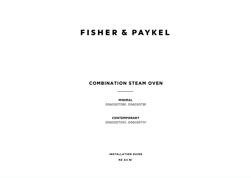 Page n°1 - Guide d'installation Fisher & Paykel OS60SDLX1