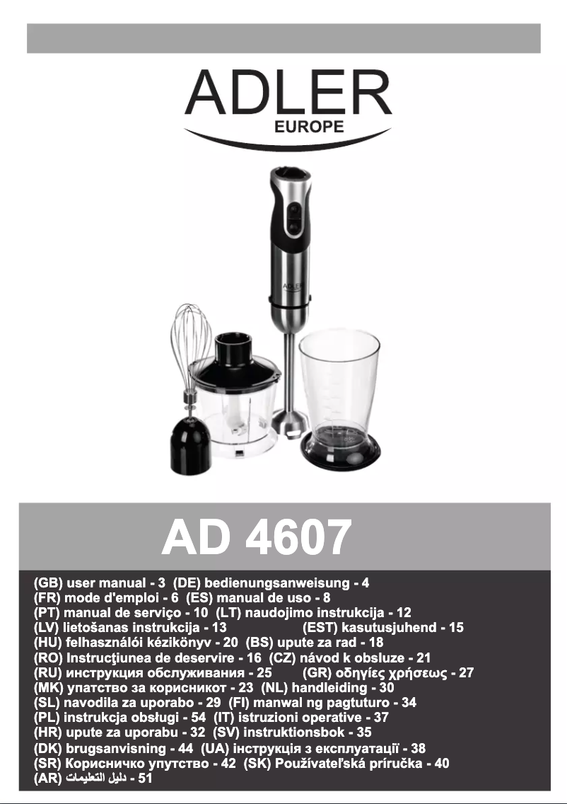 Page n°1 - Manuel utilisateur Adler AD 4607