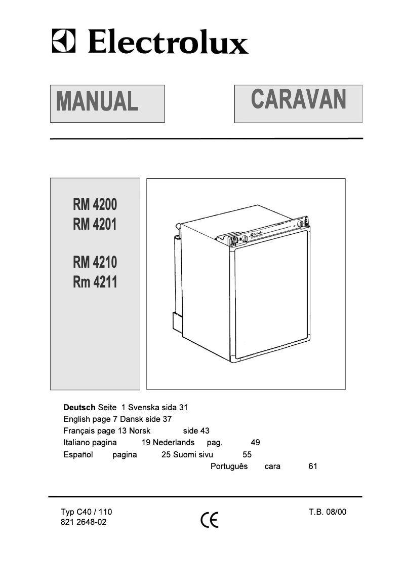 Page 1 de la notice Manuel utilisateur Dometic RM 4210