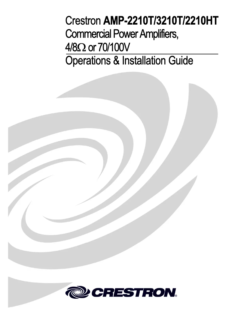 Page n°1 - Manuel utilisateur Crestron AMP-2210HT