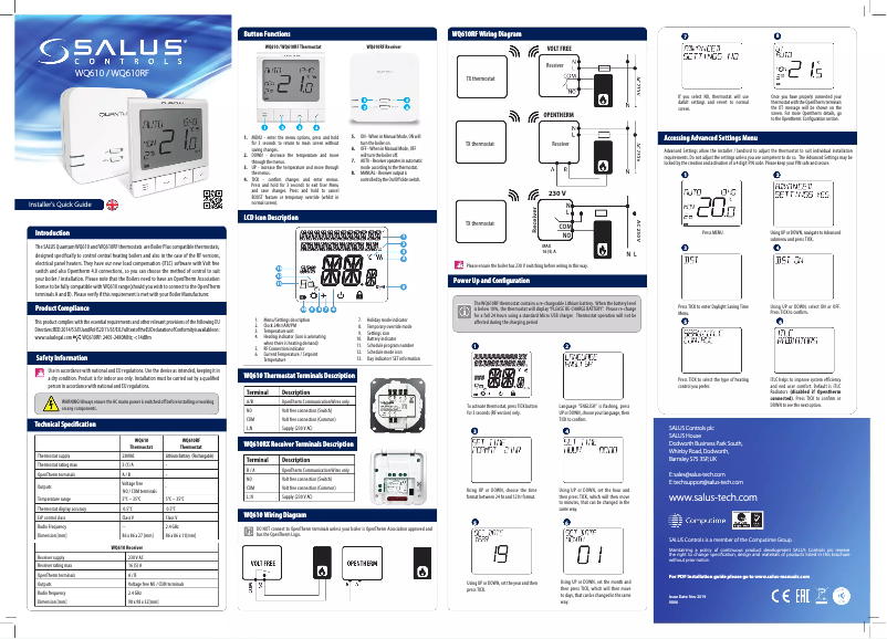 Página 1 del manual Guía de instalación Salus WQ610RF
