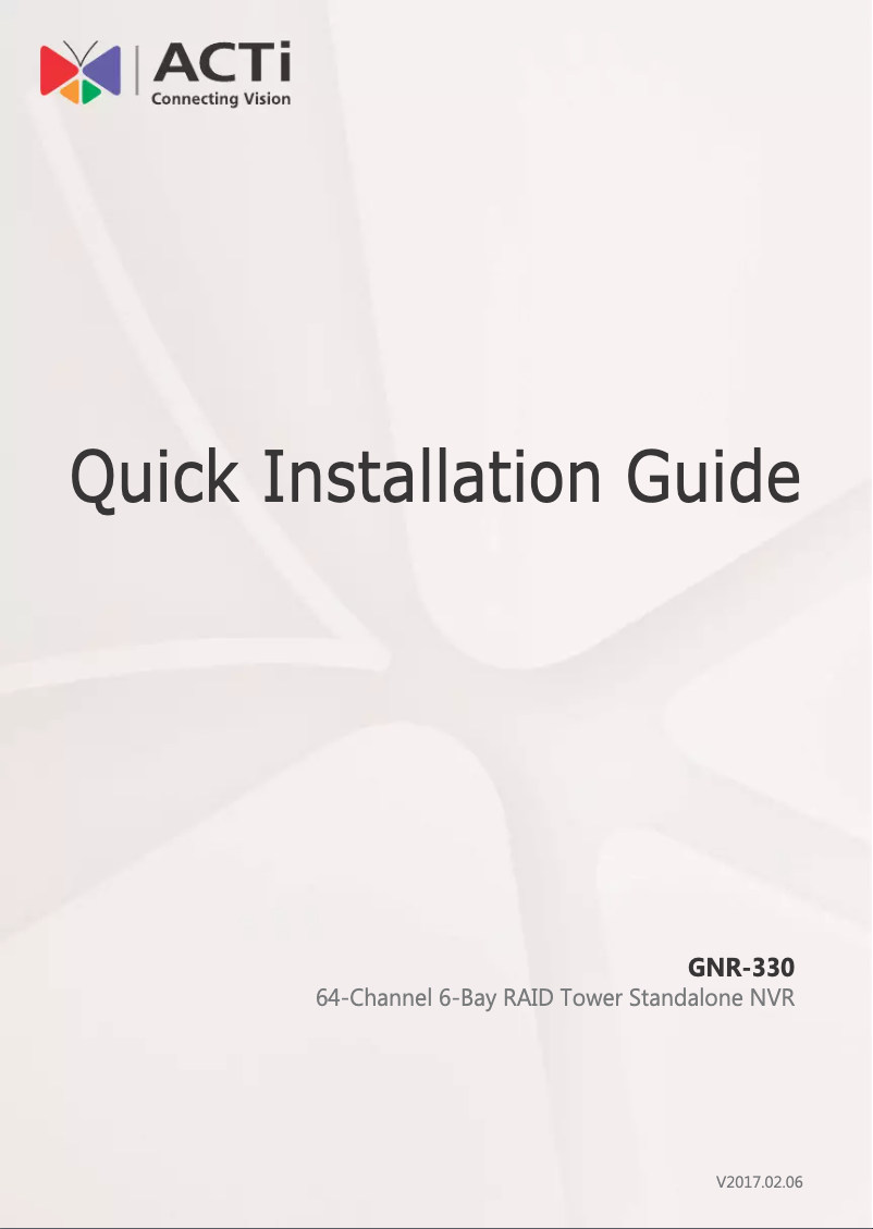 Page 1 de la notice Manuel utilisateur ACTi GNR-330