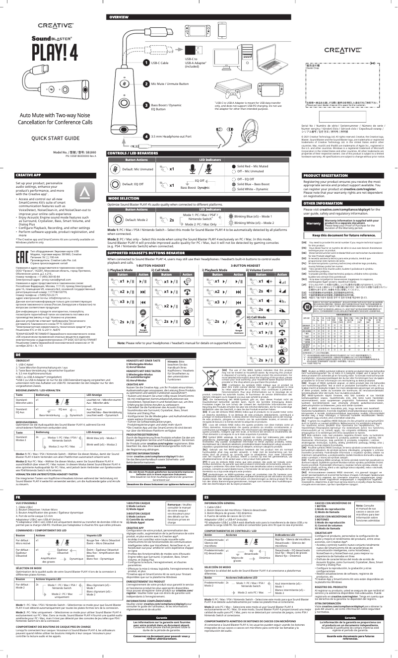 Page 1 de la notice Manuel utilisateur Creative Sound Blaster Play! 4