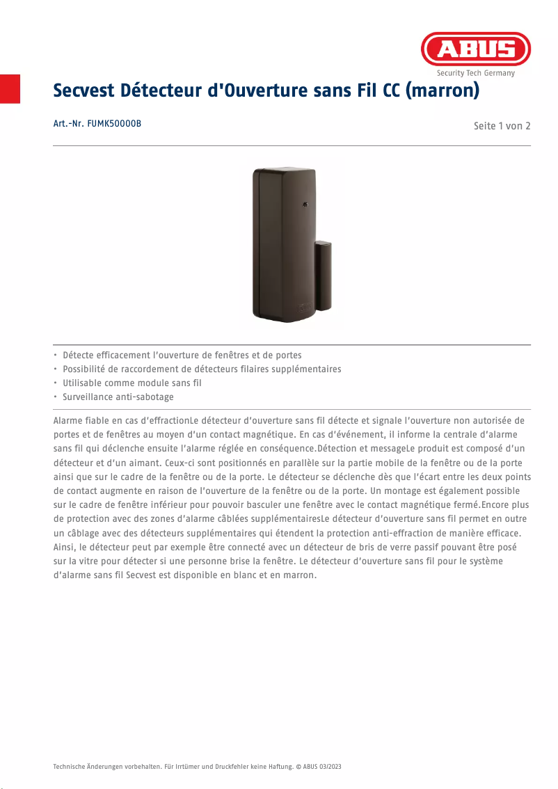 Image de la première page du manuel de l'appareil FUMK50000B