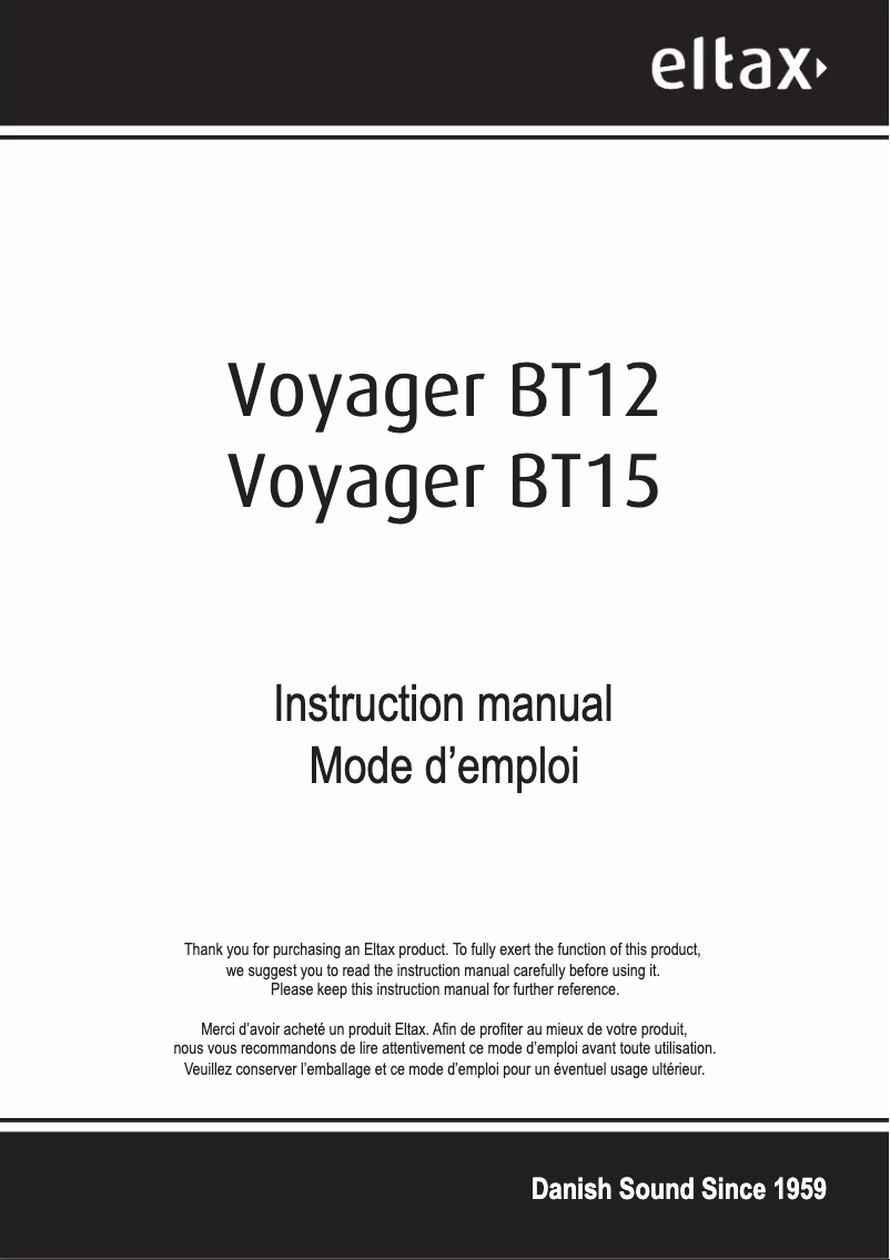 Image de la première page du manuel de l'appareil Voyager BT 15