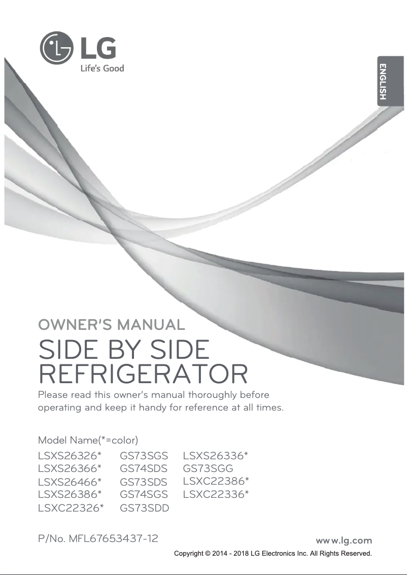 Page 1 de la notice Manuel utilisateur LG GS74SDS