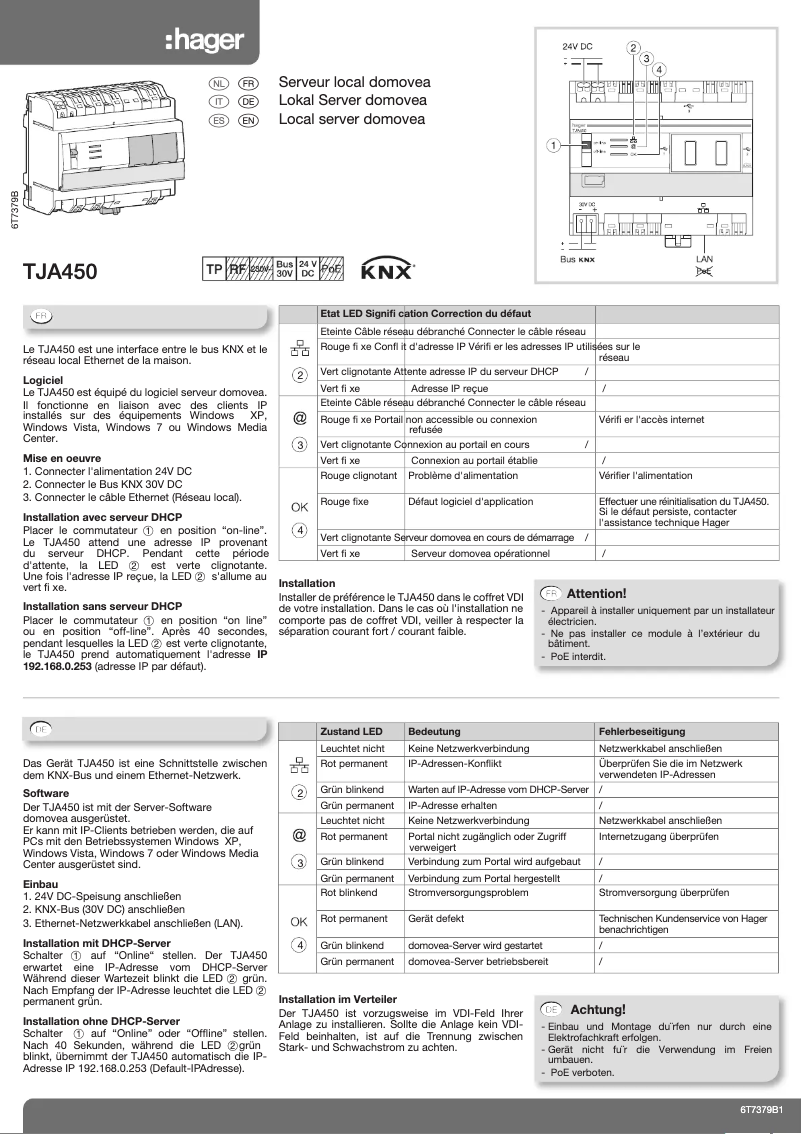 Image de la première page du manuel de l'appareil TJA450