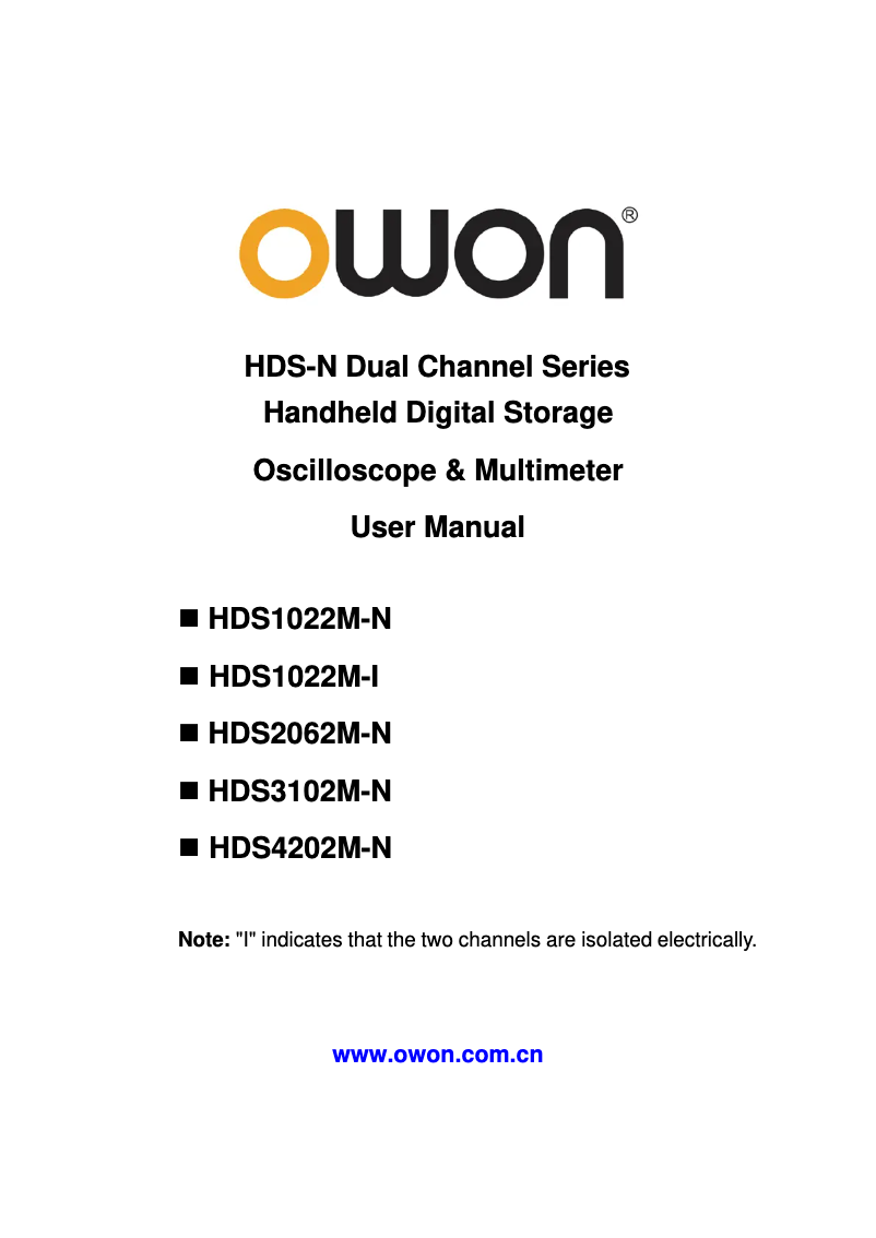 Page n°1 - Manuel utilisateur Owon SDS5032E-V