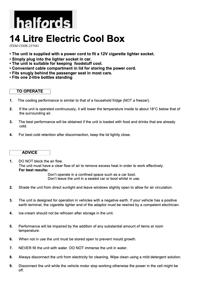 Página 1 del manual Manual de usuario Halfords 237441