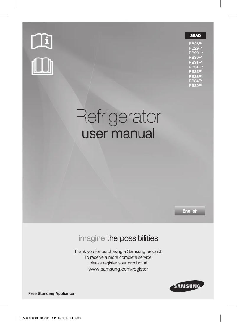 Page 1 de la notice Manuel utilisateur Samsung RB33J3209SA