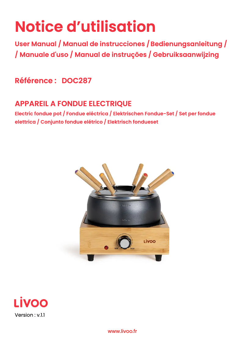 Image de la première page du manuel de l'appareil DOC287