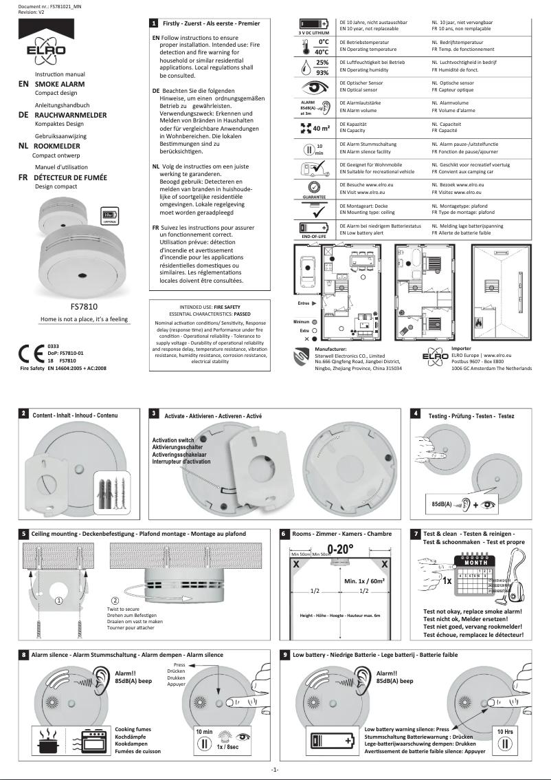Page n°1 - Manuel utilisateur Elro FS781021