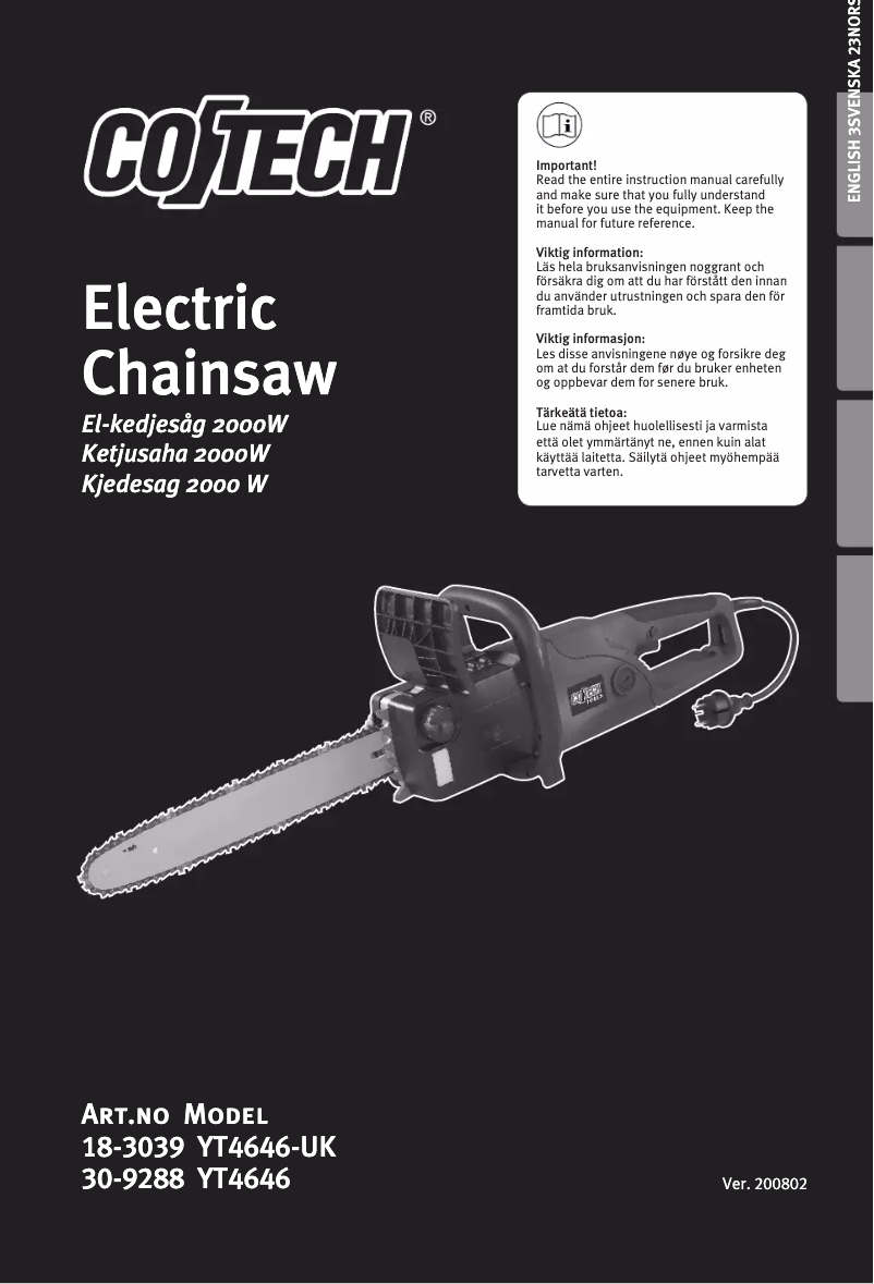 Page 1 de la notice Manuel utilisateur Cotech YT4646