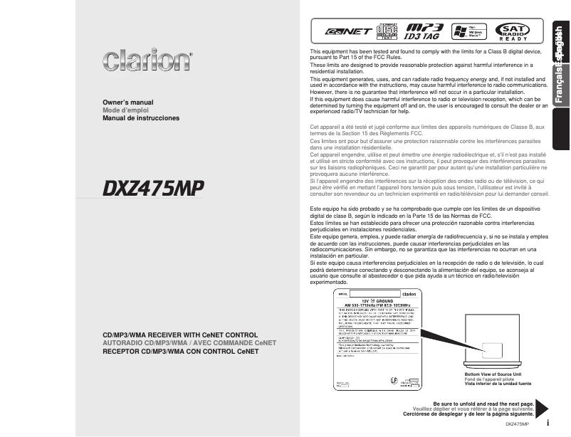 Image de la première page du manuel de l'appareil DXZ475MP