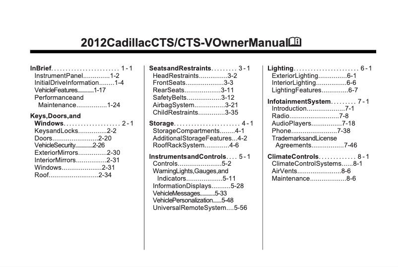 Imagen de la primera página del manual del dispositivo CTS Coupe (2012)