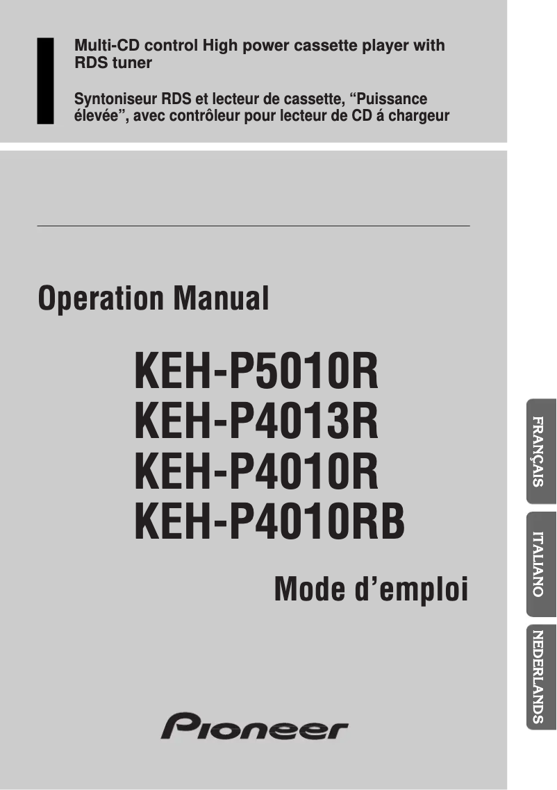 Page 1 of the manual User Manual Pioneer KEH-P5010R
