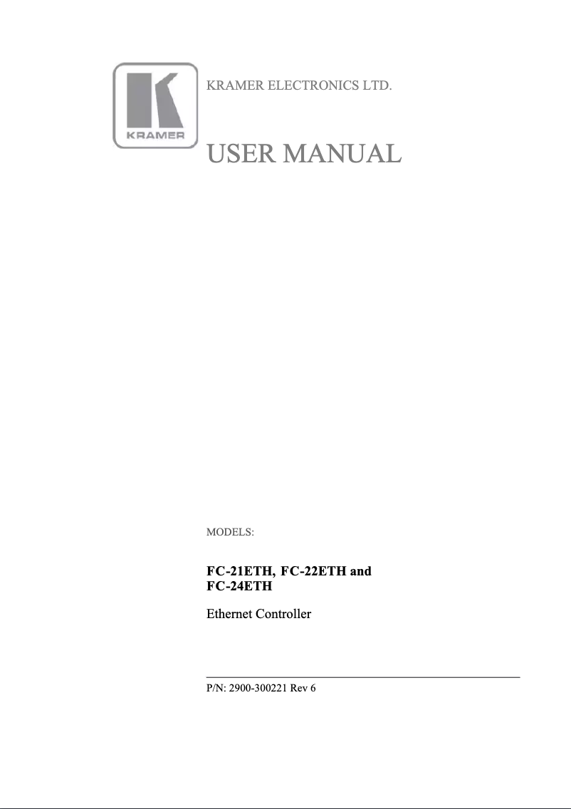 Page n°1 - Manuel utilisateur Kramer FC-21ETH