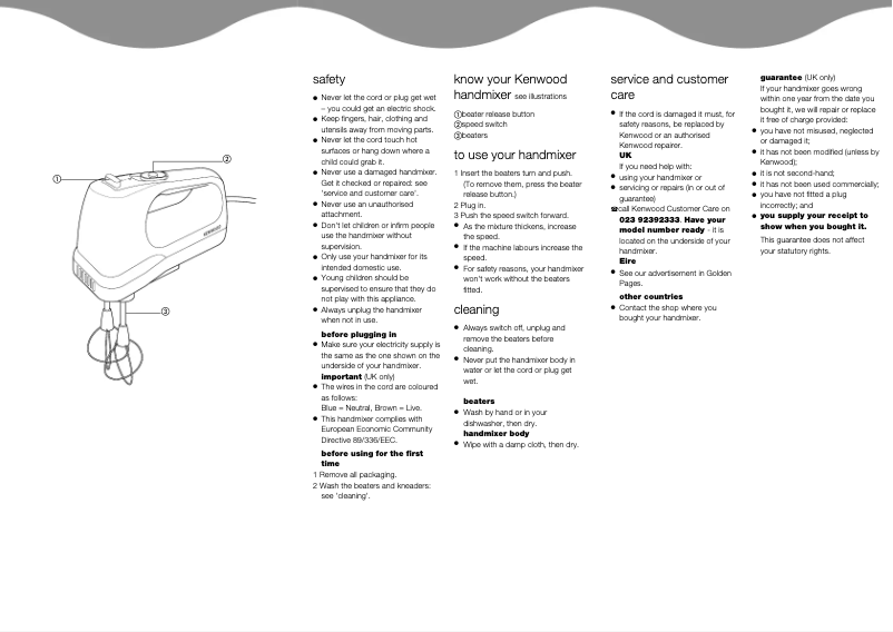 Image de la première page du manuel de l'appareil HM190
