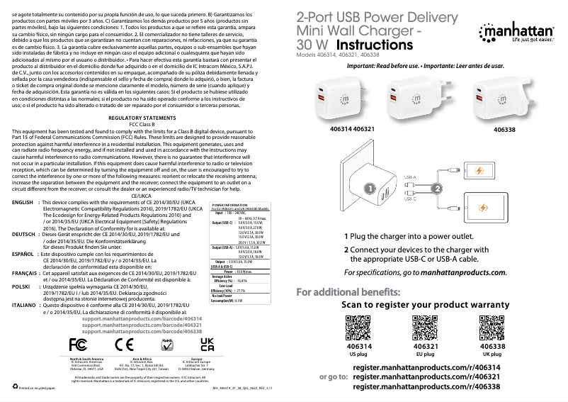 Page 1 de la notice Manuel utilisateur Manhattan 406321