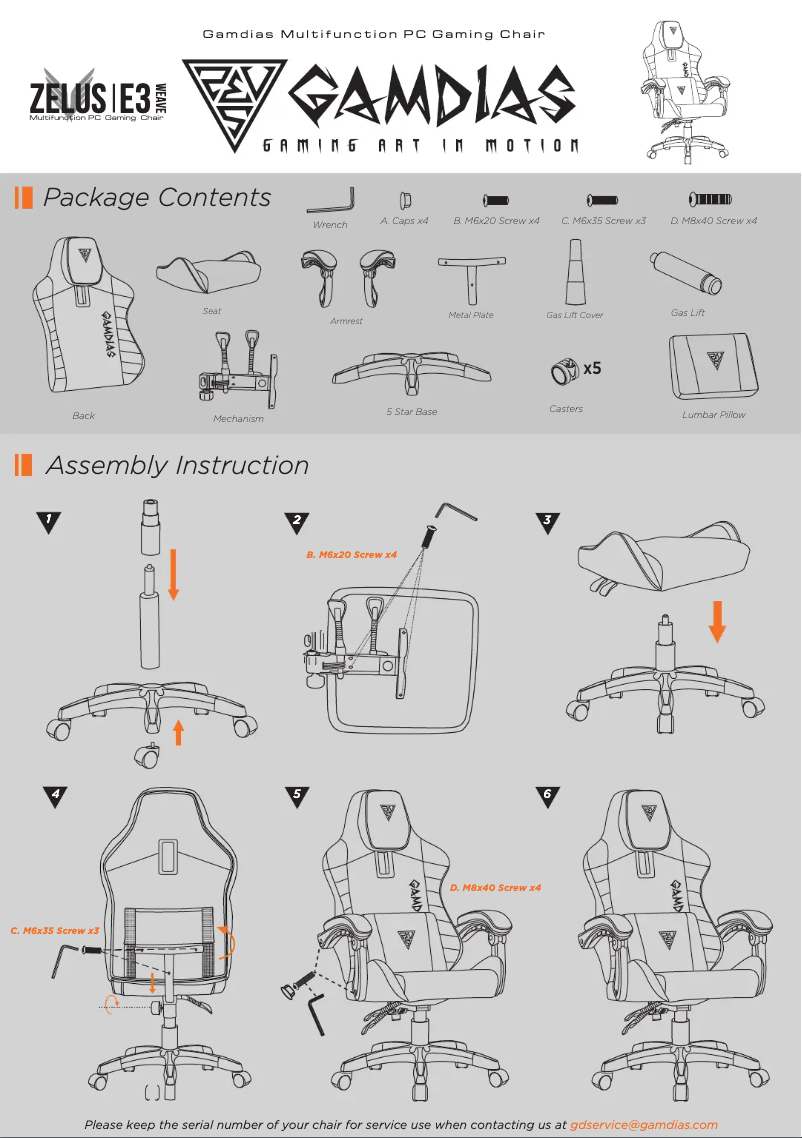 Page 1 de la notice Manuel utilisateur Gamdias Zelus E3 Weave