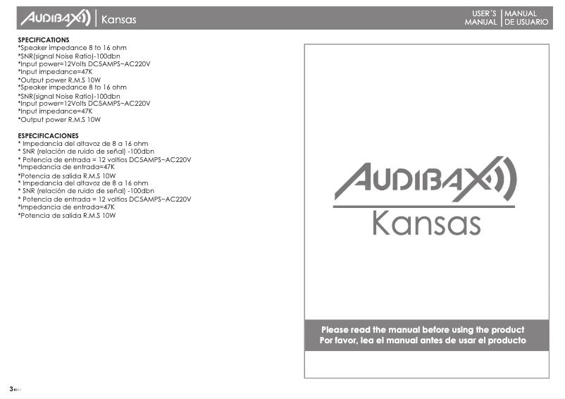 Page n°1 - Manuel utilisateur Audibax Kansas