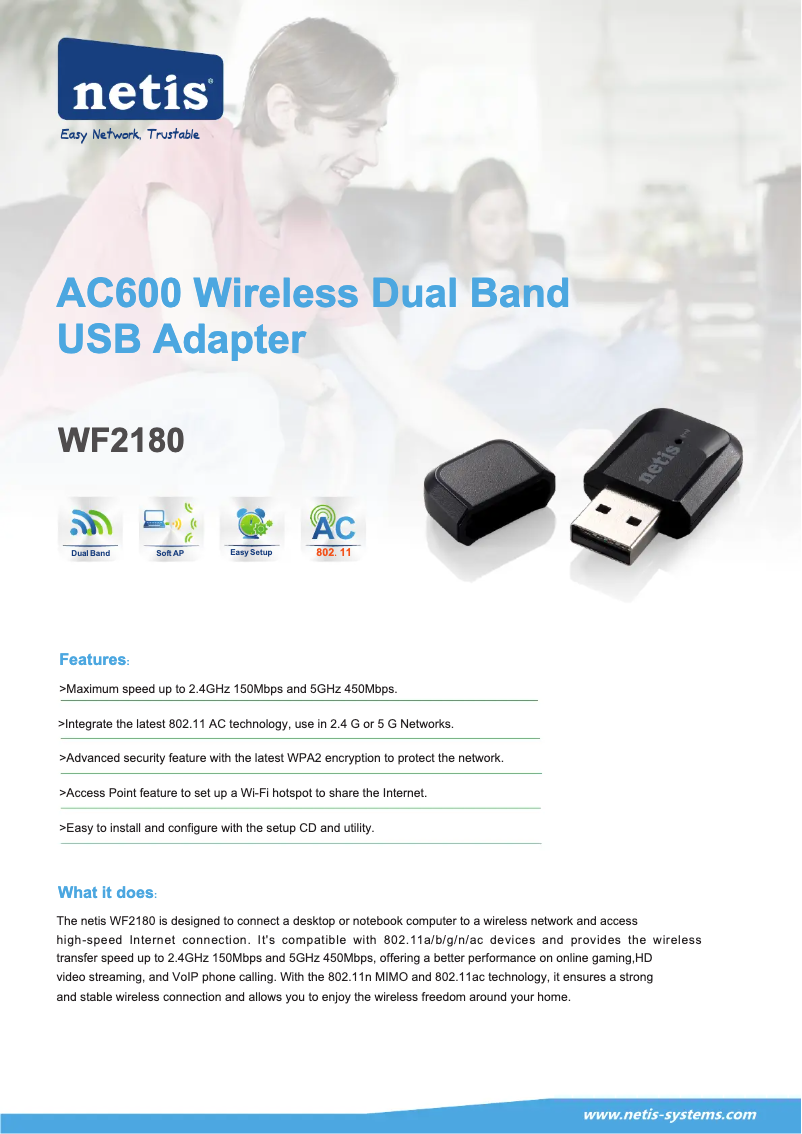 Page n°1 - Manuel utilisateur Netis WF2180