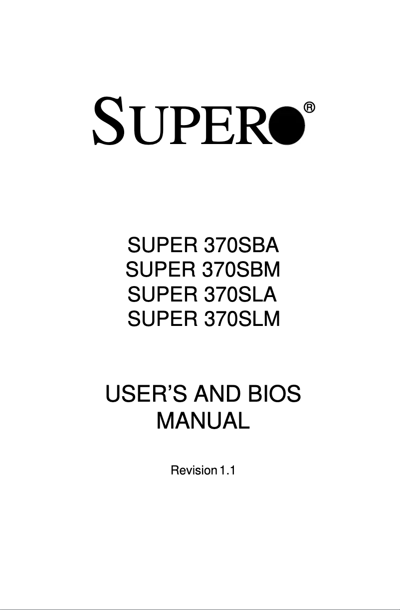 Page 1 de la notice Manuel utilisateur Supermicro 370SBM