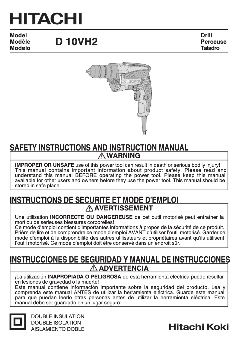 Page n°1 - Manuel utilisateur Hitachi D10VH2