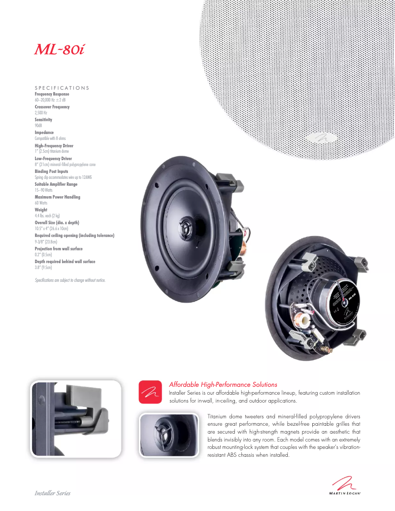 Page 1 de la notice Brochure Martin Logan ML-66i