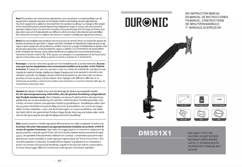 Page 1 de la notice Manuel utilisateur Duronic DM551X1