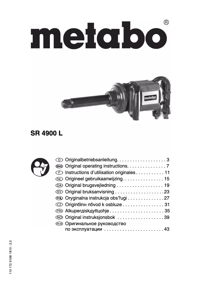 Página 1 del manual Manual de usuario Metabo SR 4900 L