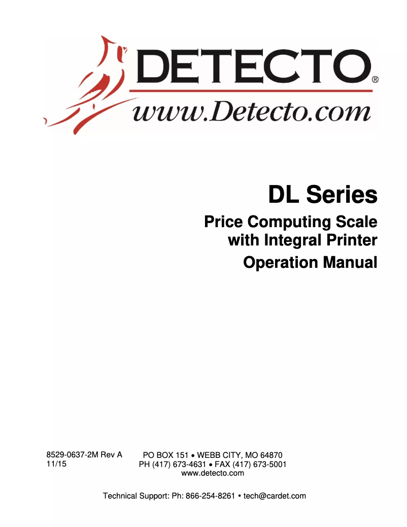 Page 1 de la notice Manuel utilisateur Cardinal Detecto DL1060P