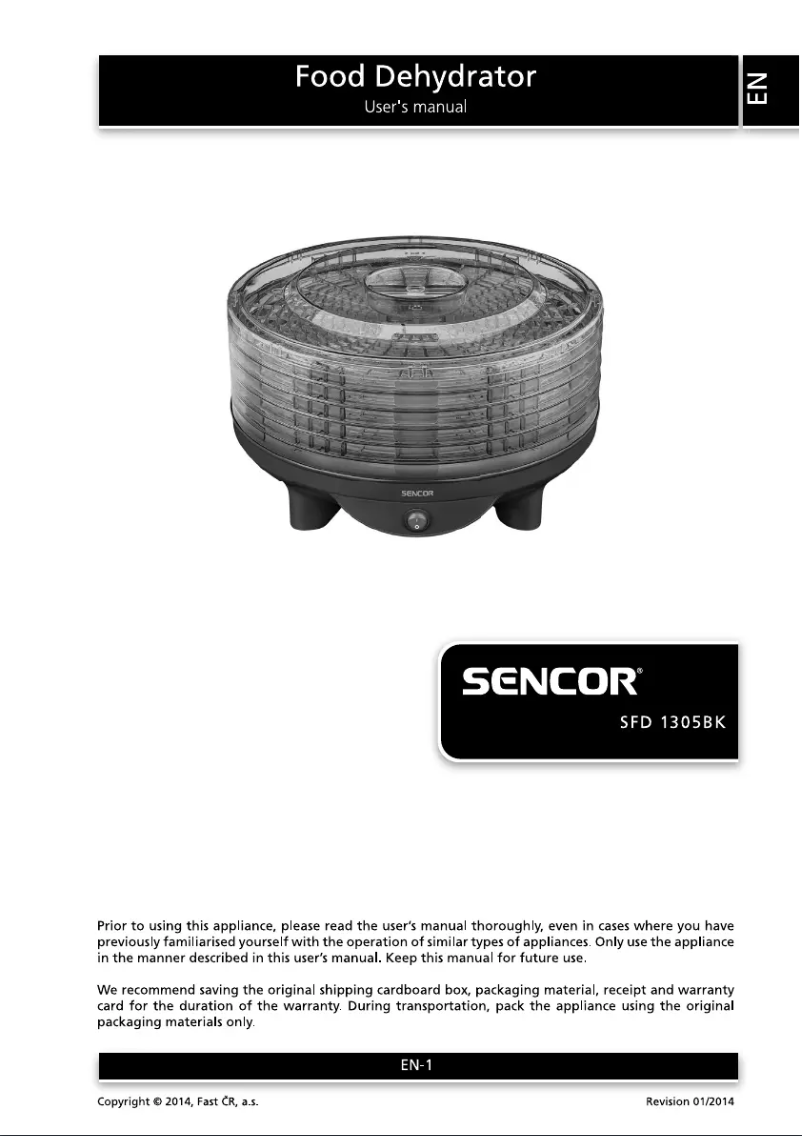 Page 1 de la notice Manuel utilisateur Sencor SFD 1305BK