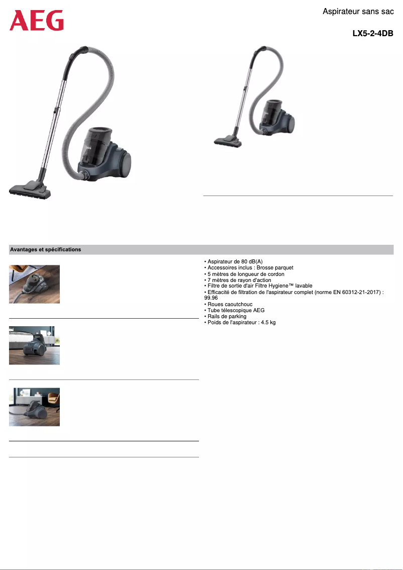 Página 1 del manual Ficha técnica AEG LX5-2-4DB