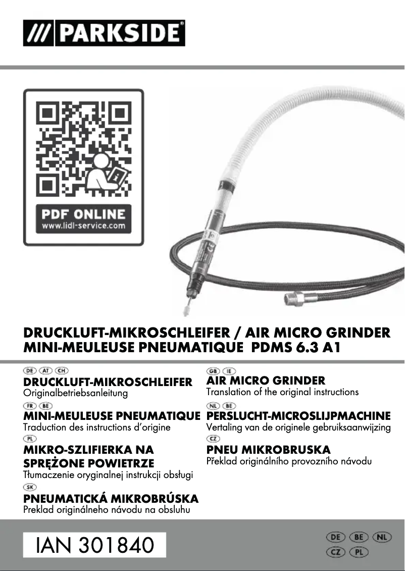 Page n°1 - Manuel utilisateur Parkside PDMS 6.3 A1