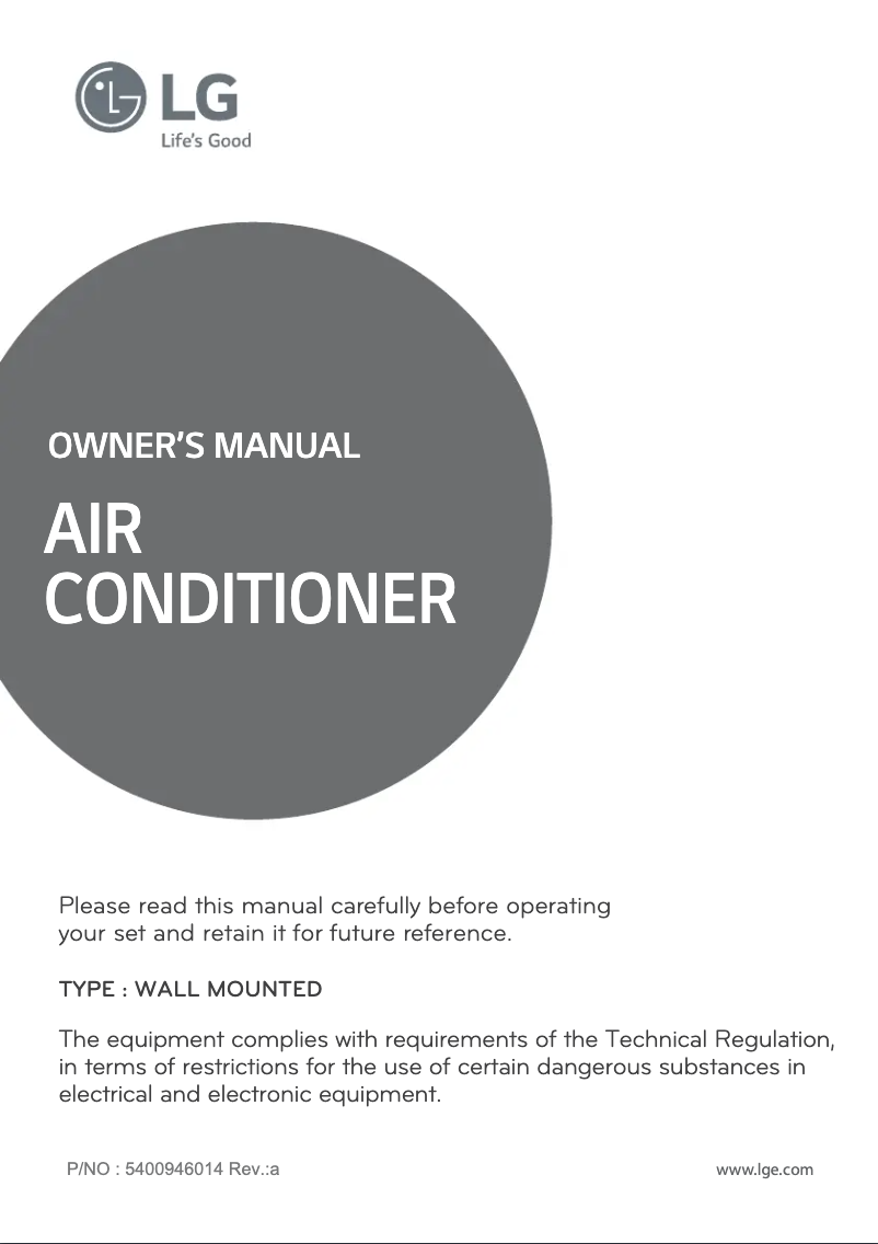 Imagen de la primera página del manual del dispositivo AMNW18GRCL0